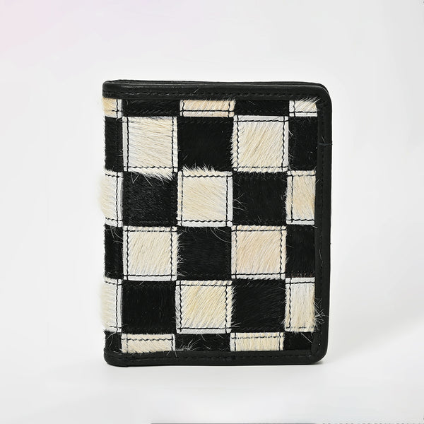 ADBGM1095 American Darling Checkered Hair on Hide & Leather Bifold Wallet