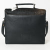 ADBGZ827A Black & White Cowhide Western Briefcase Bag Hand-Tooled Leather Trim