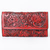 ADBGZ736 Hand Tooled Leather Tri-Fold Wallet - Natural Western Floral Cowgirl Style
