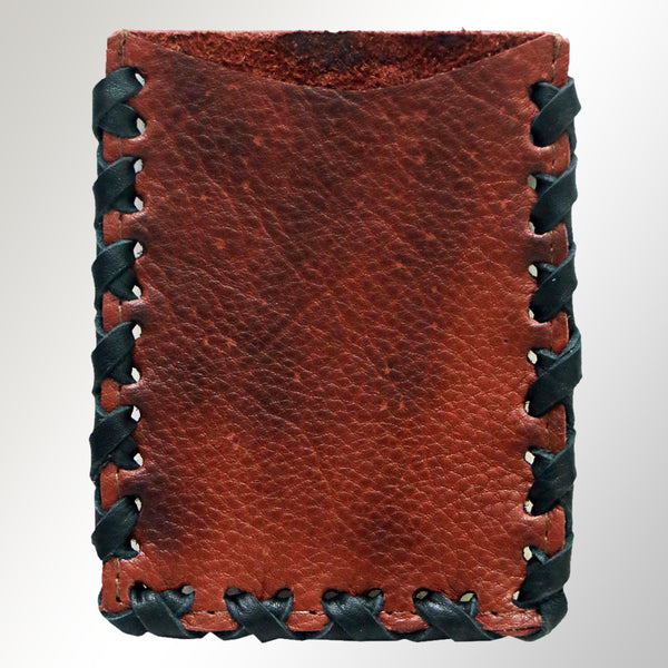 ADCCM103 Rustic Hand-Stitched Leather Card Holder - Western Minimalist Wallet