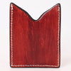 ADCCF117 Red Floral Hand-Tooled Leather Card Holder - Western Boot-Top Scroll Design