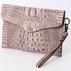 ADBG967 American Darling Crocodile Embossed Western Leather Wristlet