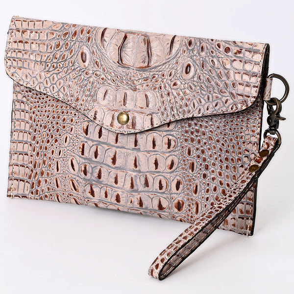 ADBG967 American Darling Crocodile Embossed Western Leather Wristlet