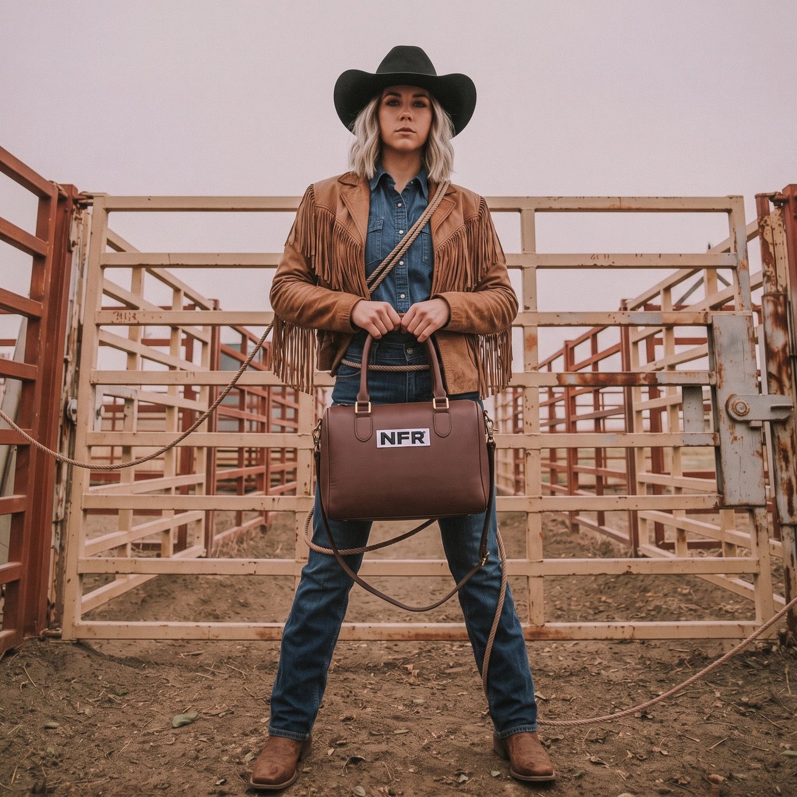 ADBGA1428PRCA American Darling Genuine Leather NFR Rodeo Speedy Bag