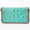 ADBG1190 American Darling Western Leather Wallet Bag Crocodile Embossed Hand Tooled