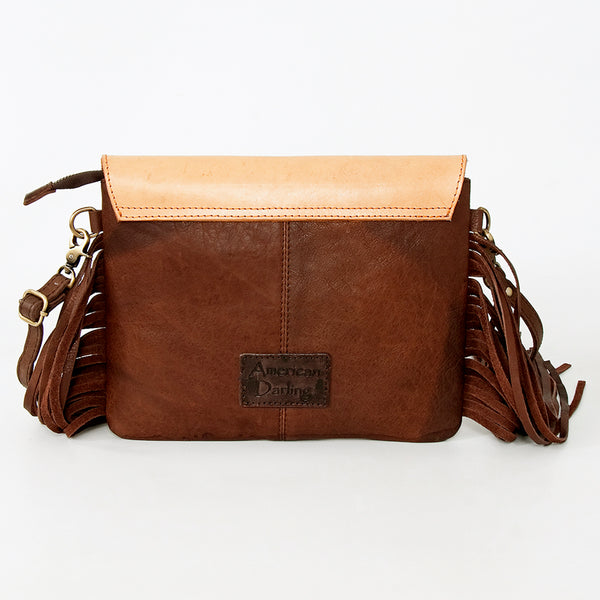 ADBGD118 American Darling Hand Tooled Floral & Hair-On Cowhide Leather Envelope with Fringes