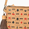 Official PRCA & NFR Licensed Collection® Tooled Leather Side Fringe Tassel & Card Motif Crossbody Handbag