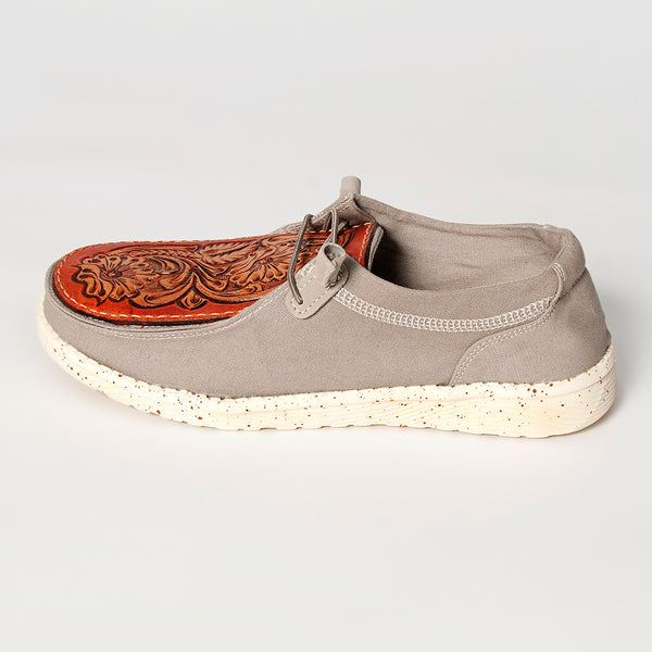 LC-ADFT133GR11-8 Genuine leather trim shoe footwear slip on