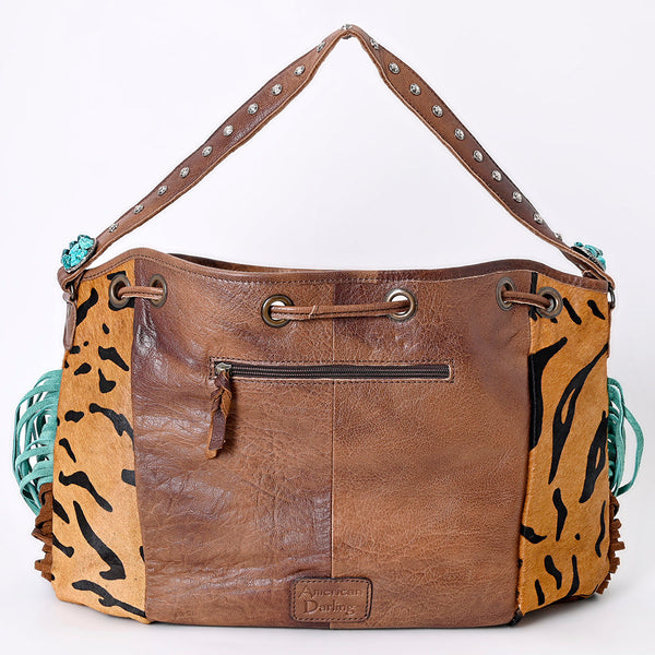 ADBG989 American Darling Hair-On Cowhide Western Leather Hobo Bag with Fringes