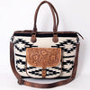 ADBG882 American Darling Western Tote Bag with Hand Tooled Floral and Hand-Woven Saddle Blanket