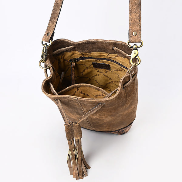 ADBGA532 American Darling Western Leather Bucket Bag Hand Tooled Floral Carved Purse