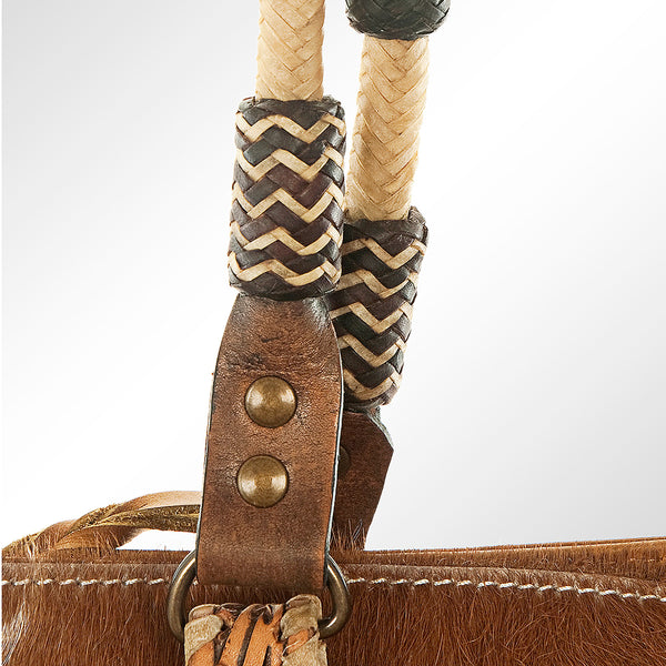 ADBG541 American Darling Hand Tooled Leather & Hair-On Cowhide Western Tote Bag