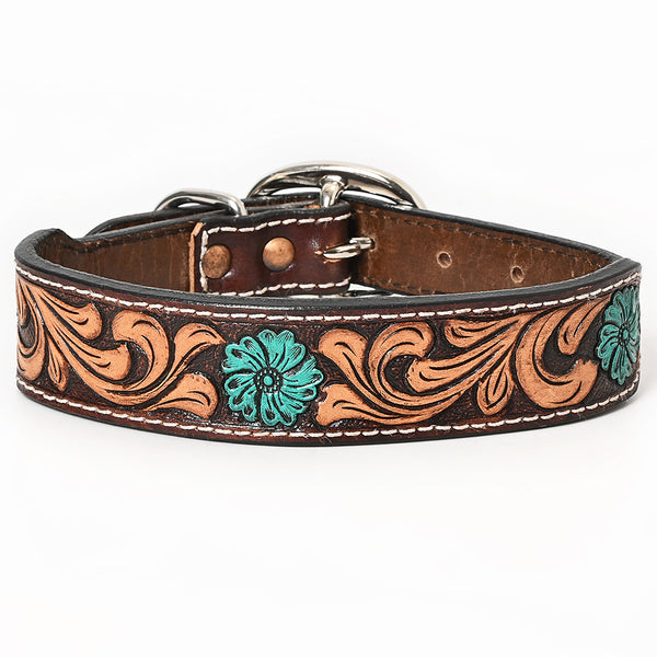BER175-Western leather Dog Collar