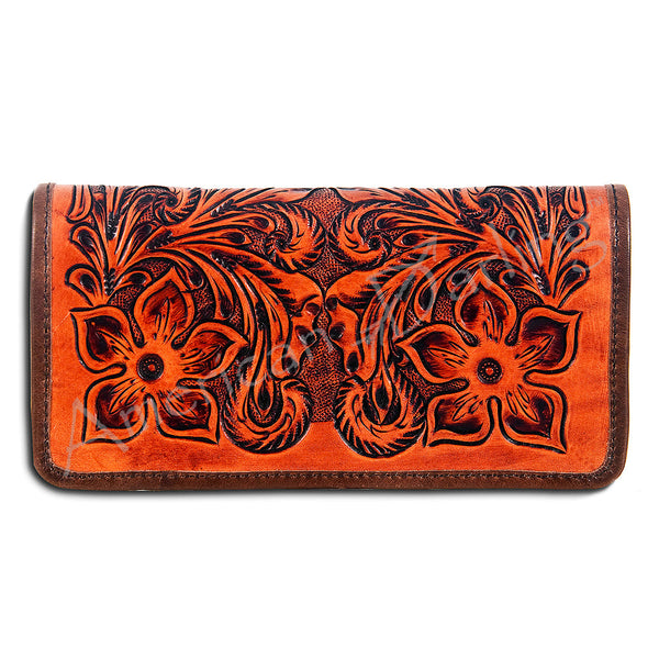 ADBG486 American Darling Hand Tooled Floral Leather Western Wallet Bag