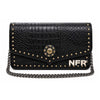 Official PRCA & NFR Licensed Collection Black Croc Embossed Leather Crossbody Studded Clutch Purse