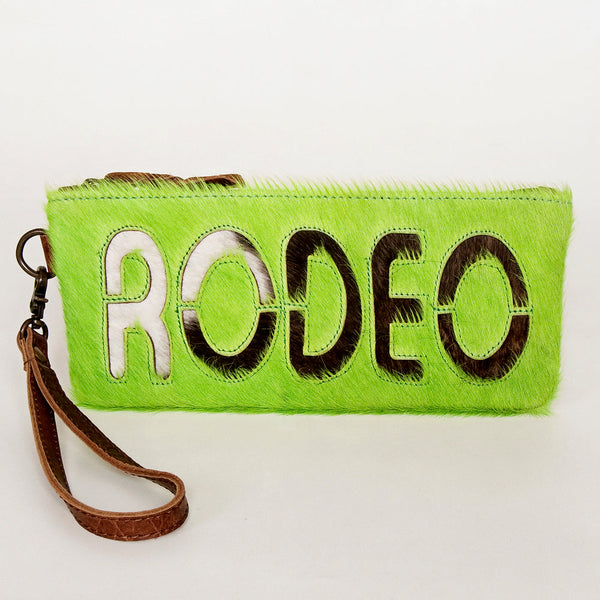 ADBG344 American Darling Western Leather Wristlet Bag with Hair-On Cowhide and Inlay