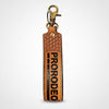 Official PRCA & NFR Licensed Collection® Basketweave Hand-Tooled Leather Keychain Charm