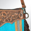 ADBG236 American Darling Woven Saddle Blanket Tooled Leather Fringe Crossbody