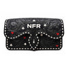 Official PRCA & NFR Licensed Collection Black Tooled Floral Leather Poker Handbag Western Clutch