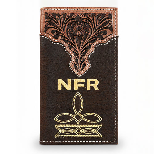Official PRCA & NFR Licensed Collection®️ Floral Tooled Leather Rodeo Wallet