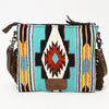 ADBG236 American Darling Woven Saddle Blanket Tooled Leather Fringe Crossbody