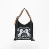 Official PRCA & NFR Licensed Collection® Floral Hand-Tooled Leather Strap Equestrian Graphic Fringe Shoulder Bag