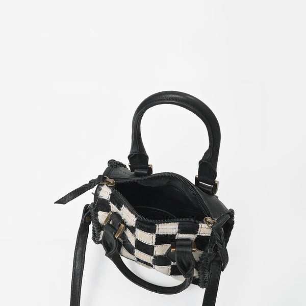 ADBGM1097 Checkered Hair On Hide & Leather Speedy Bag - American Darling