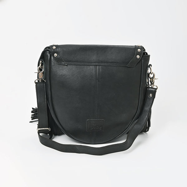 ADBGM835 American Darling Leather Studded Fringe Crossbody Bag