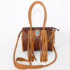 ADBGD131 American Darling Handcrafted Leather Speedy Bag with Turquoise Stone & Fringes