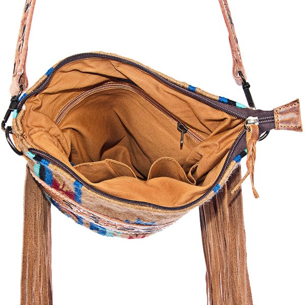 ADBG298 American Darling Hand Tooled Leather Saddle Blanket Crossbody