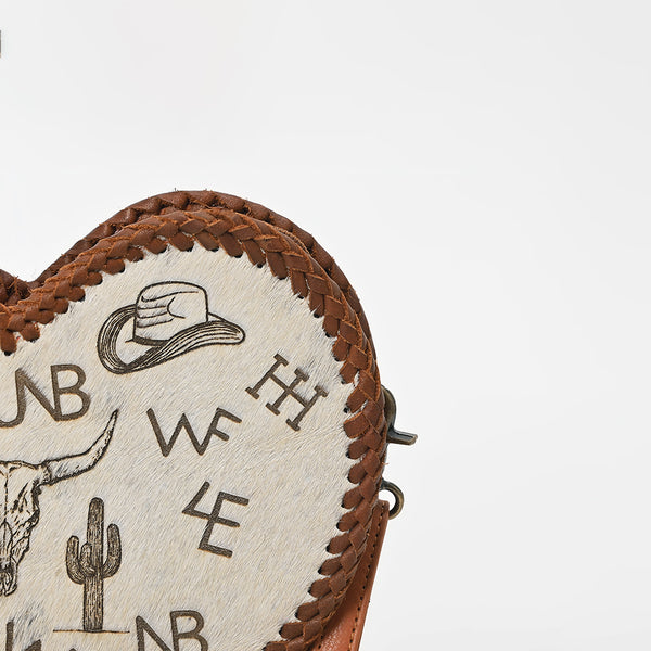 ADBGM1052 American Darling Hair on Hide & Leather Heart Canteen Bag