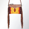 ADBG236 American Darling Woven Saddle Blanket Tooled Leather Fringe Crossbody