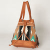 ADBG862 American Darling Hand Tooled Floral & Hand-Woven Saddle Blanket Leather Bucket Bag