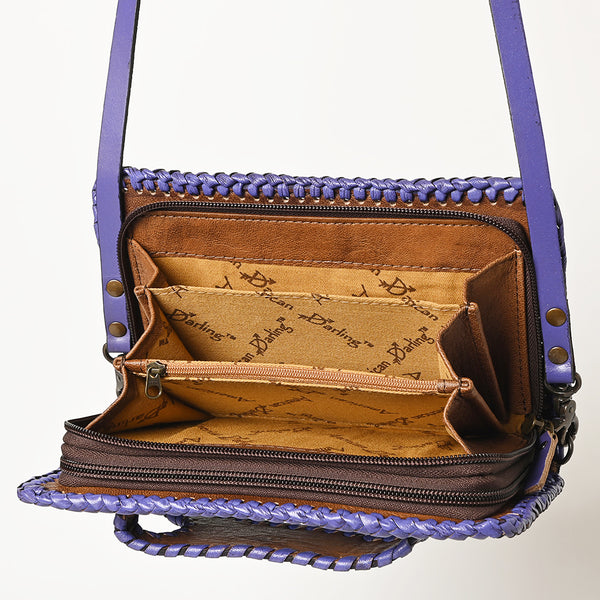 ADBG1228 American Darling Western Hand-Tooled Leather Clutch Bag with Floral Carving