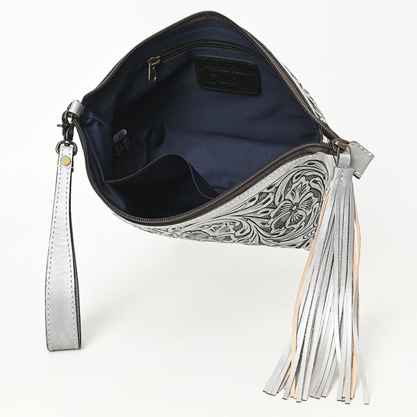 ADBG1234 American Darling Hand-Tooled Western Leather Wristlet Bag - Genuine Floral Carved Women Clutch