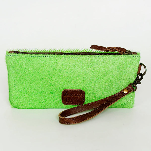 ADBG344 American Darling Western Leather Wristlet Bag with Hair-On Cowhide and Inlay