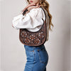 ADBG1100 American Darling Western Leather Hobo Bag with Hand-Tooled Floral Carving
