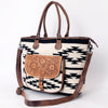 ADBG882 American Darling Western Tote Bag with Hand Tooled Floral and Hand-Woven Saddle Blanket