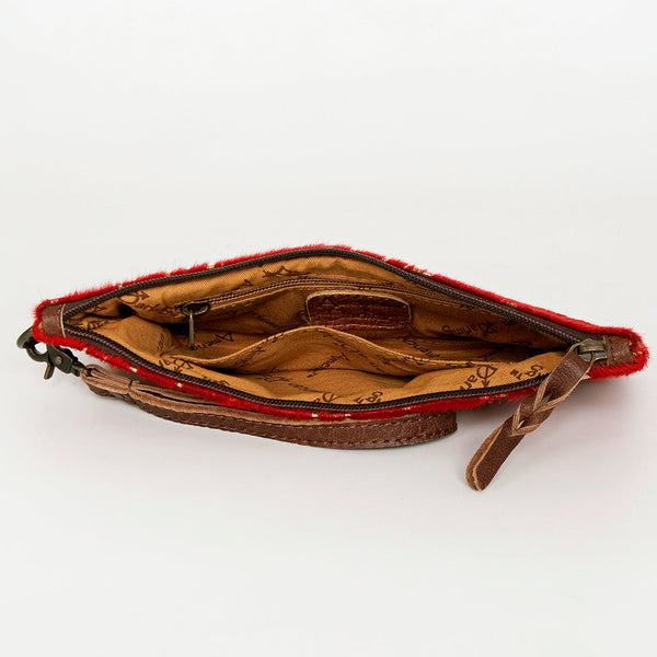 ADBG344 American Darling Western Leather Wristlet Bag with Hair-On Cowhide and Inlay