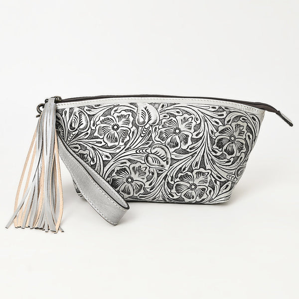 ADBG1234 American Darling Hand-Tooled Western Leather Wristlet Bag - Genuine Floral Carved Women Clutch