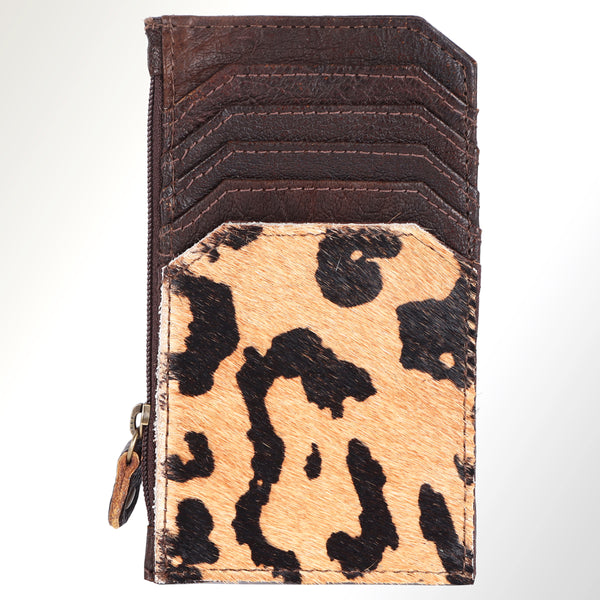 ADCCM101 Cowhide & Brown Leather Zipper Card Holder - Western Slim Wallet