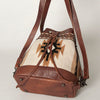 ADBG862 American Darling Hand Tooled Floral & Hand-Woven Saddle Blanket Leather Bucket Bag