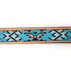 LC-ADBLF144 Southwestern Beaded Leather Belt - Turquoise Thunderbird & Floral Tooled Design