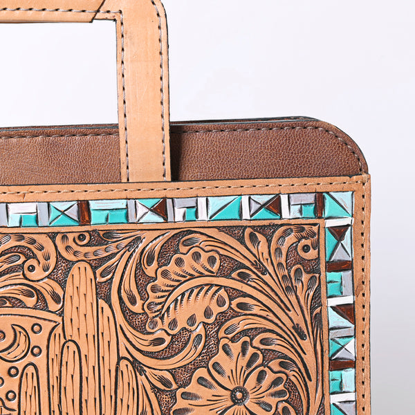 ADBG1194 American Darling Western Hand Tooled Leather Briefcase Bag Genuine Leather