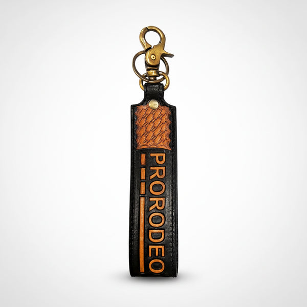 Official PRCA & NFR Licensed Collection® Hand-Tooled Leather Key Fob Strap Charm