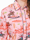 ADSH087 American Darling Printed Satin Cotton Cowboy Rodeo Country Button Down Shirt