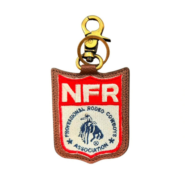 Official PRCA & NFR Licensed Collection® Red Embroidered Brown Leather Key RingCharm