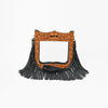 Official PRCA & NFR Licensed Collection® Floral Hand Tooled Leather Frame Clear Stadium Fringe Crossbody Bag