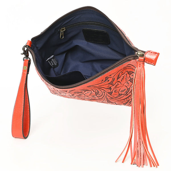 ADBG1234 American Darling Hand-Tooled Western Leather Wristlet Bag - Genuine Floral Carved Women Clutch