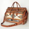 ADBG516 American Darling Tooled Leather & Saddle Blanket Duffel Bag Mae Western Travel Weekender